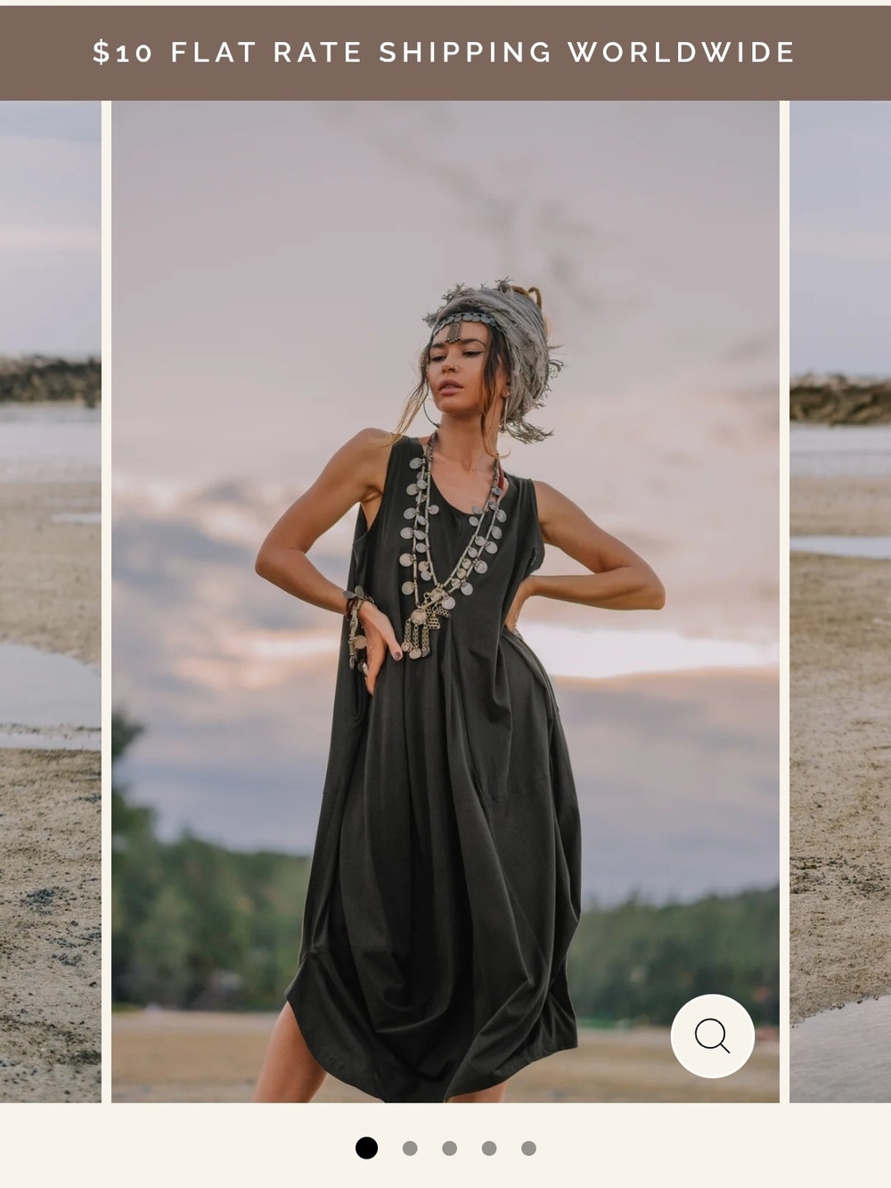 Thaluta Charcoal Midi Dress — Cotton
